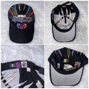Vintage‎ Chicago Bulls NBA Champions Starter Black Dad Hat Baseball Cap 90s